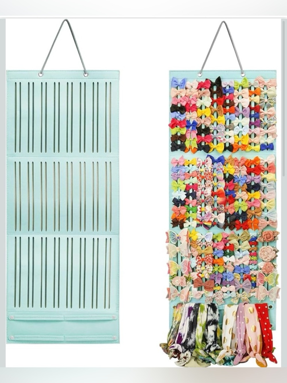 NWT Hanging Hair Bow & Accessory Organizer - mint green color